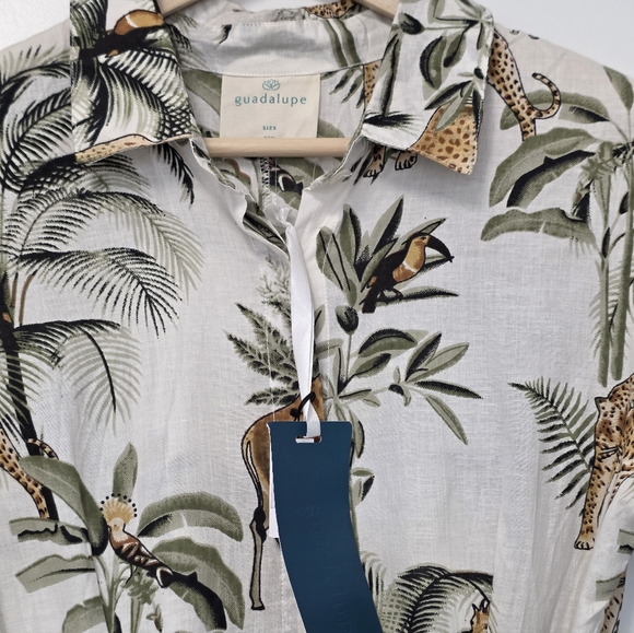 Guadalupe Womens Luciana Jungle Dress White Green Size XSmall Tropical Maxi Long - Picture 10 of 14